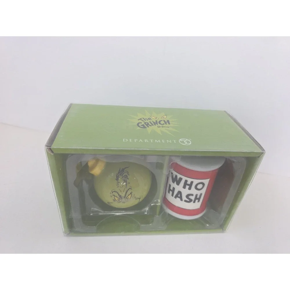 Department 56 Christmas Grinch Salt and Pepper shaker set New Who Hash